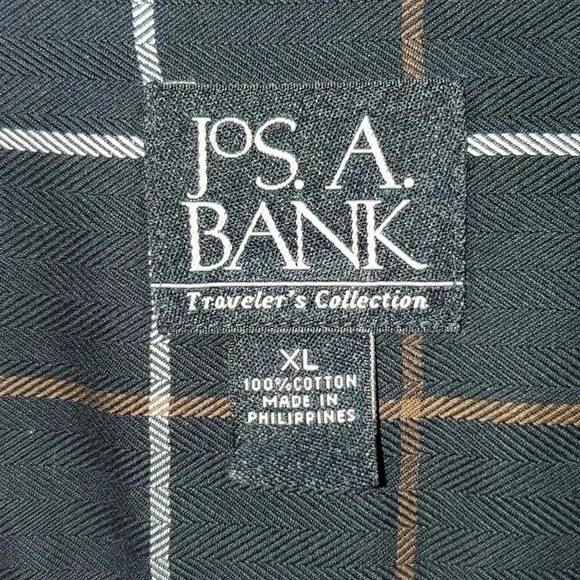 Jos. A. Bank Long-sleeved Plaid Mens Size XL 100% Cotton Extra Buttons - Picture 2 of 8